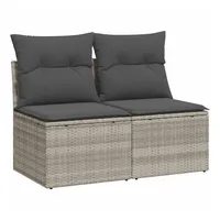VidaXL 2-tlg. Garten-Sofagarnitur mit Kissen Hellgrau Poly Rattan
