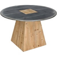 Mendler Esstisch HWC-L76, Tisch Esszimmertisch, rund Industrial Massiv-Holz MVG-zertifiziert 74x120cm, natur mit Metall-Optik