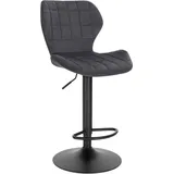Woltu Barhocker höhenverstellbarer Hocker 60-82 cm 360° Drehstuhl mit Rückenlehne Fußstütze Barstuhl aus Samt Metall Dunkelgrau - Dunkelgrau