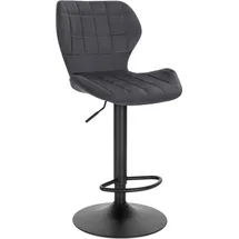 Woltu Barhocker höhenverstellbarer Hocker 60-82 cm 360° Drehstuhl mit Rückenlehne Fußstütze Barstuhl aus Samt Metall Dunkelgrau - Dunkelgrau