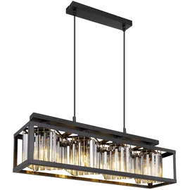 GLOBO Pendelleuchte Mathilde 4-flammig Schwarz matt Rauchfarben 68 x 17 x 120 cm
