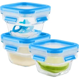 Emsa Clip & Close Frischhaltedose blau 10,6 x 6,9 cm 0,18 l 3-teiliges Set