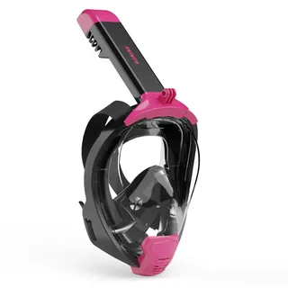 G2RISE Schnorchelmaske Erwachsene, Fullface Tauchermaske Vollmaske mit Abnehmbarer Kamerahalterung, absolut CO2 sicher (Schwarz rosa,S/M)