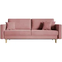 Selsey Valico- Schlafsofa für 3 Personen mit Schlaffunktion, 230 cm, Rosa Velvet