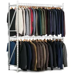 PROREGAL Kleiderständer | Grundregal | HxBxT 200x100x60cm | Fachlast 140kg | 2 Ebenen | Lichtgrau | Kleiderschrank Garderobenständer Kleiderregal