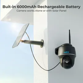 Reolink 2K 355°/140° PTZ Solar/Akku-Überwachungskamera Outdoor mit 2,4/5GHz WiFi, Personen-/Fahrzeugerkennung, PIR-Sensor, 2-Wege-Audio, Argus