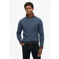 Superdry für Herren. M6110638A Blauer Jacob Zopfstrickpullover (XL), Lässig, Acryl, Nachhaltig