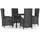 vidaXL Polyrattan Garten-Essgruppe 5-tlg. schwarz inkl. Kissen 3185065