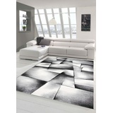 Teppich-Traum Designer Teppich Moderner Teppich Wohnzimmer Teppich Kurzflor Teppich Konturenschnitt Karo Muster Grau Schwarz Weiss Größe 120x170 cm