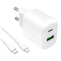 PURO PROLITE 25W USB-A / USB-C Wandladegerät - Weiß