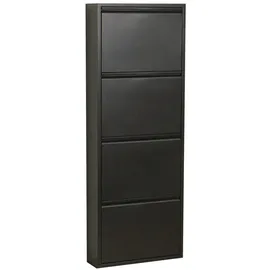 VCM ebuy24 Schuhschrank mit 4 Klappen/ in Metall Schwarz