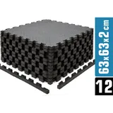 Eyepower 12 Bodenschutzmatten mit Rand - 63x63x2cm Fitness Bodenmatte