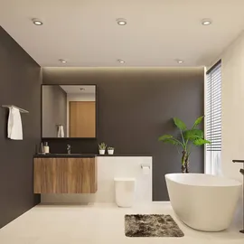 PRIOS LED-Deckenleuchte Edwina, silber, 12 cm, CCT, IP44 - Silber/Grau