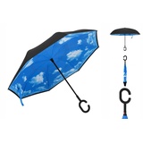 vidaXL Regenschirm C-Griff Schwarz 108 cm