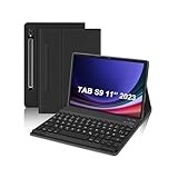 IVEOPPE Tastatur Samsung Tab S9 FE 10.9"/Tab S9 11", Tastatur Hülle für Galaxy Tab S9/S9FE Magnetisch Abnehmbarer Tastatur Tab S9 mit QWERTZ Layout Pencil Halter, Schwarz