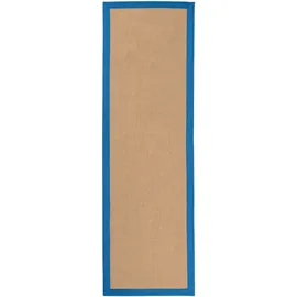 carpetfine Sisalteppich CARPETFINE "Sisal , auch als Läufer erhältlich", blau, B:60cm H:5mm L:180cm, Sisal, Teppiche, Sisalteppich, mit farbiger Bordüre, Anti Rutsch Rückseite, viele Größen, Wohnzimmer