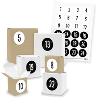 itenga Adventskalender 24x Geschenk Würfel Quader gemischt Zahl Schlicht Schwarz