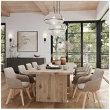 Rellgo Esstisch Anni, vielfältiger Tisch aus Eichenholz, zeitloser Wohnzimmertisch, wasserabweisender Küchentisch, 180 x 100 cm beige|braun