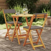 vidaXL 3-teiliges faltbares Bistro Set mit Kissen aus massivem Akazienholz