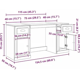 vidaXL Schreibtisch mit Schrank mit Schubladen Schwarz Eichen-Optik