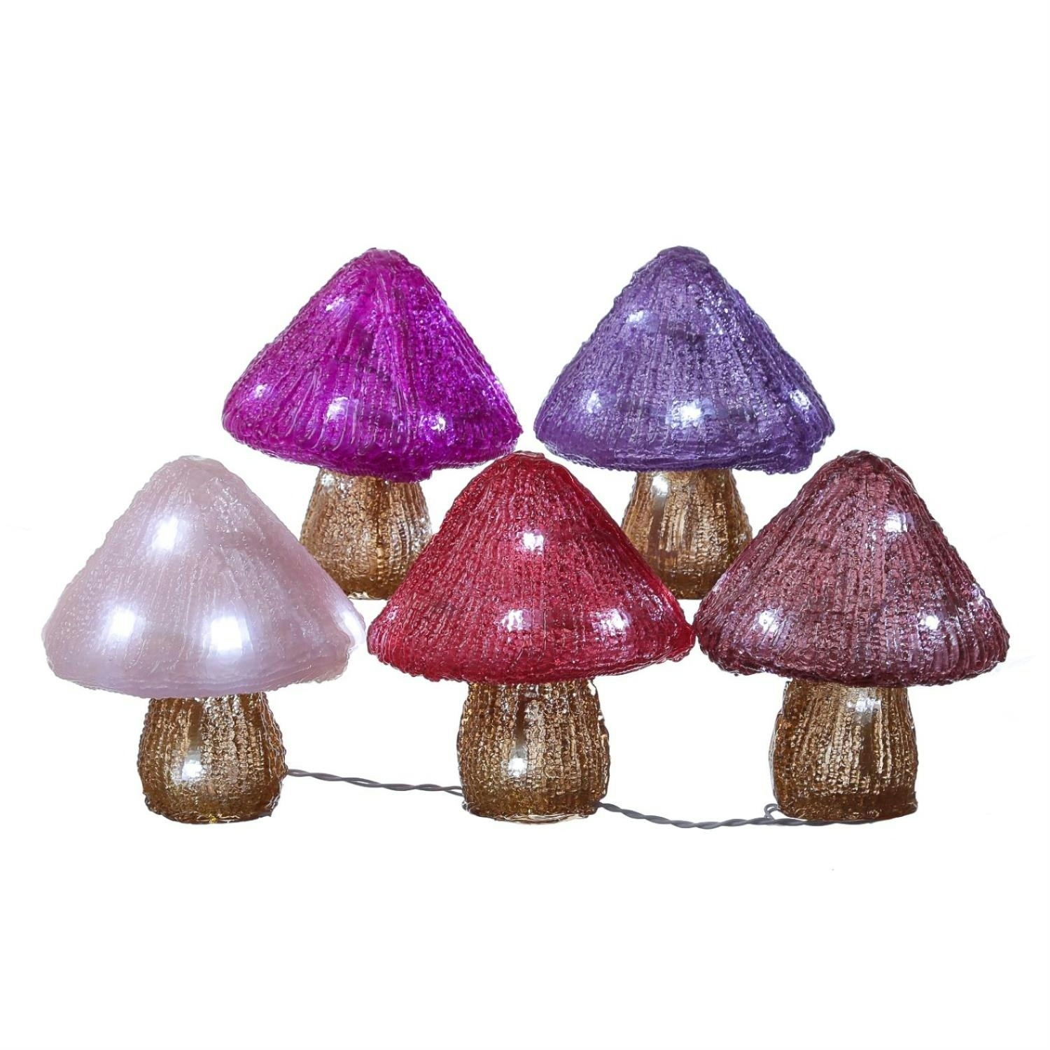 LED Pilze Acrylfigur 5 Pilze an Lichterkette Gartendekoration H: 15cm