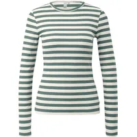 QS Geripptes Longsleeve Türkis/Creme XXL