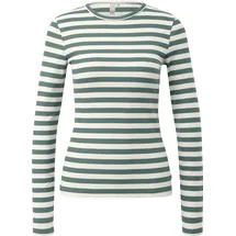 QS Geripptes Longsleeve Türkis/Creme XXL