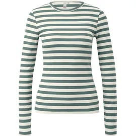 QS Geripptes Longsleeve Türkis/Creme XXL