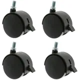 MS Beschläge Kunststoffrolle Schwarz Lenkrolle Transportrolle Stuhlrolle Bremse Hartbodenrolle Ø40mm 4er Pack