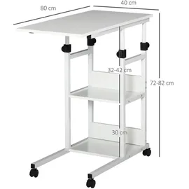Homcom Beistelltisch mit Rollen höhenverstellbar 2 Regalen