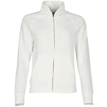 FRUIT OF THE LOOM LADIES PREMIUM SWEAT JACKET - Damen Sweatjacke mit Stehkragen und zwei Vordertaschen, weiß, M