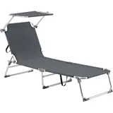 [en.casa] Legorreta Sonnenliege 189 x 57 x 28 cm Dunkelgrau