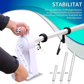 MuCoLa Poolabdeckung Aufrollvorrichtung 1-6M Fahrbar Solarfolie Aufroller Stange Abdeckplane Plane Poolplane Winterabdeckung