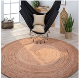 Paco Home Teppich Rund Wohnzimmer Jute Boho Ethno Muster Modern Handgefertigt Naturteppich, beige