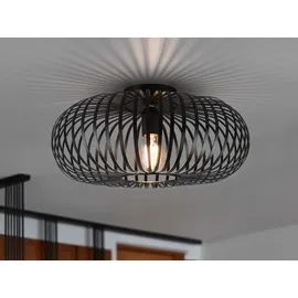 Trio led Deckenleuchte Gitter Lampenschirm Metall Schwarz Ø 40cm