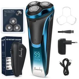 Amurhey Rasierer Herren Elektrisch mit 3er Ersatzköpfe&1 Ladegerät&Reiseetui, Snapbuy Rasierapparat Nass- und Trockenrasierer IPX7, Elektrorasierer mit Präzisionstrimmer Bartschneider, 99 Min Laufzeit