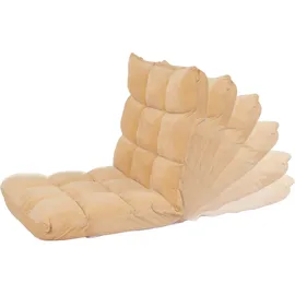 Mendler Bodensessel HWC-N43 Samt 50 x 55 x 0 cm Beige mit Kissen und Rollen