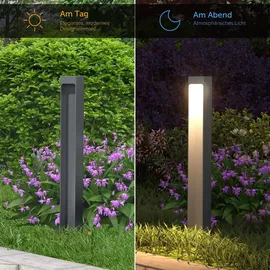 doporro Wegeleuchte Aluminium Edelstahl Glas 6x6x40 cm 5W LED wetterfest IP65 silber