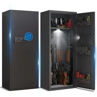 Waffenschrank Großer 10-12 Langwaffen Einstellbarer Langwaffenschrank zur Aufbewahrung von Langwaffen, Pistolen und Munition mit 3 Gewehrschlitzen, Fingerabdruck