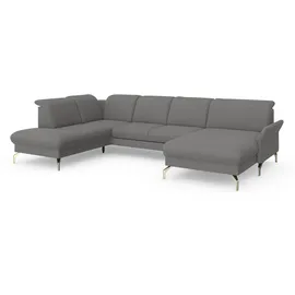 sit&more Wohnlandschaft SIT & MORE "Fashion U-Form", grau, B:338cm H:84cm T:207cm, Sofas, Wohnlandschaft, wahlweise mit Kopfteilverstellung, Vorziehsitz, motorisch, Nickelfüße