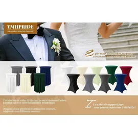 luxuskollektion 2er-Set Stretch Stehtisch-Husse Elfenbein Ø 80-85cm Spandex Tischdecke