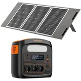 Powerstation mit 100W Solarpanel, 1102,5Wh LiFePO4 Tragbare Powerstation, 1500W(Spitze 3000W) AC Steckdose, tragbare mobile Stromversorgung für Wohnmobil, Camping, Heimwerken und Notstrom