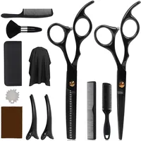 DigHealth 12 Pcs Haarschere Set, Professionelle Haarschneideschere Kit mit Edelstahl Einseitiger Effilierschere, Friseurumhang, Kamm und Clips, Friseurschere Set für Männer, Frauen und Kinder