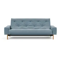 Schlafsofa INNOVATION LIVING TM "MIMER hochwertige Schlaffunktion, aktuelles Design und extra Komfort" Sofas Gr. T: 100cm, Struktur fein Soft, blau (indigo-blau 558 soft) Taschenfederkernmatratze, Breite Liegefläche 140 cm