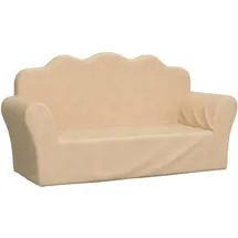 vidaXL Kindersofa 2-Sitzer Creme Weicher Plüsch