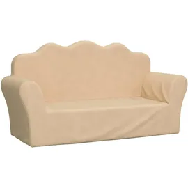 vidaXL Kindersofa 2-Sitzer Creme Weicher Plüsch