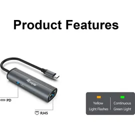 Equip 133486 USB-C-auf-RJ45-Gigabit-Netzwerk + 100W USB PD Adapter