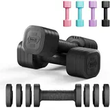 Dripex Hanteln Set Verstellbare Hanteln 1 Paar 5kg x2 oder 2,5kg x2, Schnell justierbare 6 Hantelplatten mit einem Gewicht von 0,5 kg oder 0.25 kg (Schwarz 2.5 kg x2)