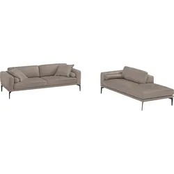 Polstergarnitur EGOITALIANO "Masu, Design trifft sensationellen Sitzkomfort", beige (safari), H:95cm T:97cm, Sitzmöbel-Sets, Höhe der Rückenkissen und Sitztiefe verstellbar, 3 Rollkissen