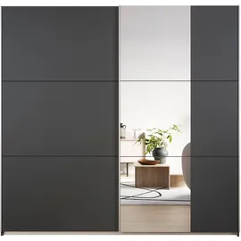 Rauch Möbel KRONACH Schrank Schwebetürenschrank, 2-türig, grau metallic, Schwarz, mit 1 Spiegel, inkl. Zubehörpaket Basic 2 Kleiderstangen 2 Einlegeböden, BxHxT 218x210x59 cm